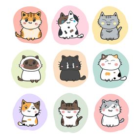 小猫咪卡通插画素材