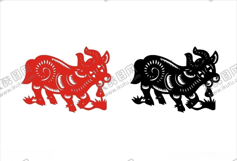 编号：94344410162218123905【酷图网】源文件下载-牛剪纸