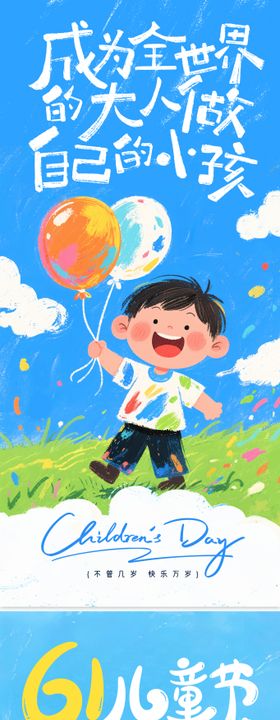 手绘涂鸦儿童节海报