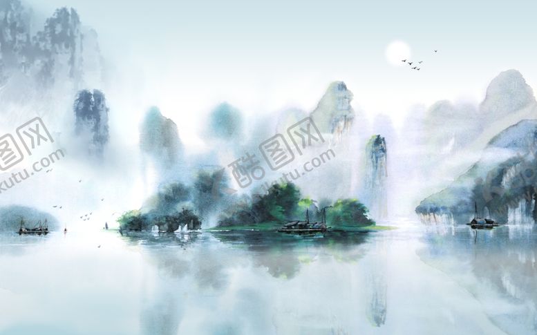 编号：40894605290846083494【酷图网】源文件下载-水墨山水意境图