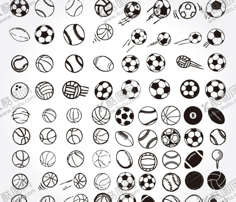 编号：17338409260558372253【酷图网】源文件下载-手绘球类设计矢量素材