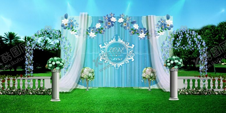编号：94027909270714375438【酷图网】源文件下载-蓝色简约森系婚礼