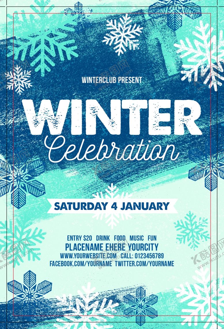 编号：73346910280617424258【酷图网】源文件下载-冬季派对传单