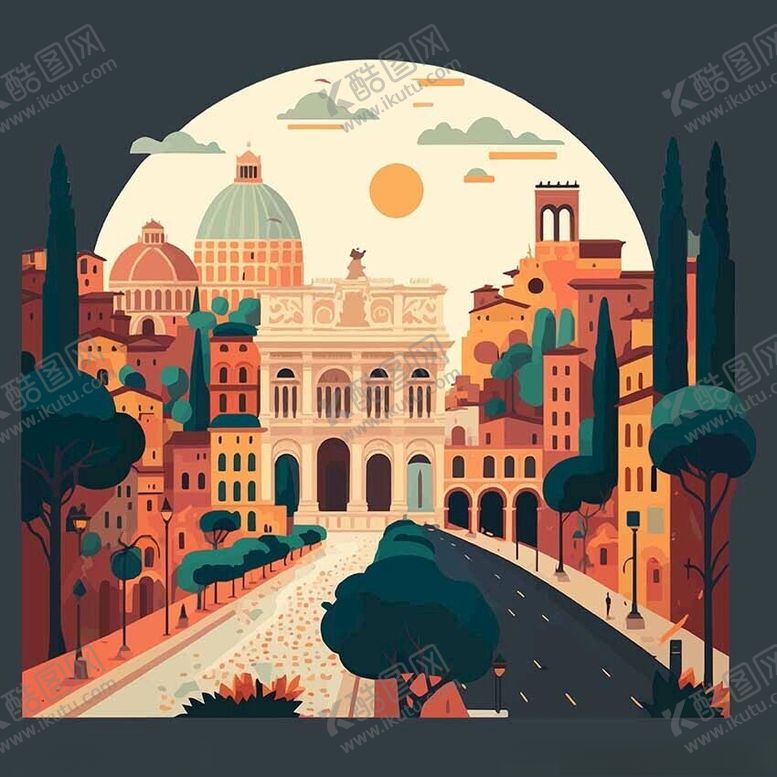 编号：63349901311747339814【酷图网】源文件下载-风景建筑插画