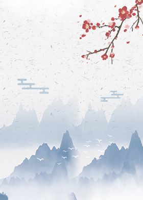 古风背景古风底纹山水画