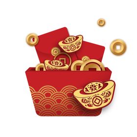 中国风红包金元宝免抠元素