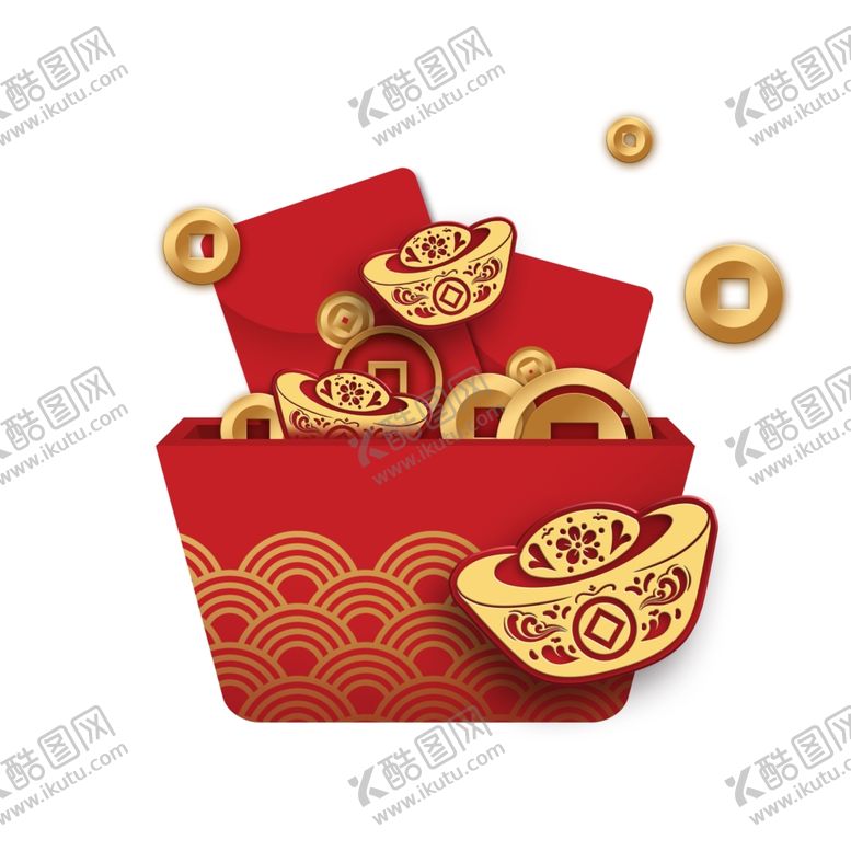 编号：97994107130445094089【酷图网】源文件下载-中国风红包金元宝免抠元素