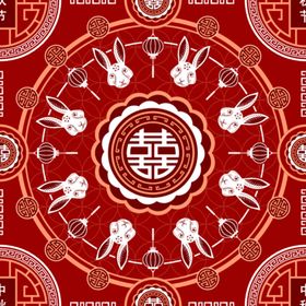 2023兔年新年素材春节剪纸窗花设计