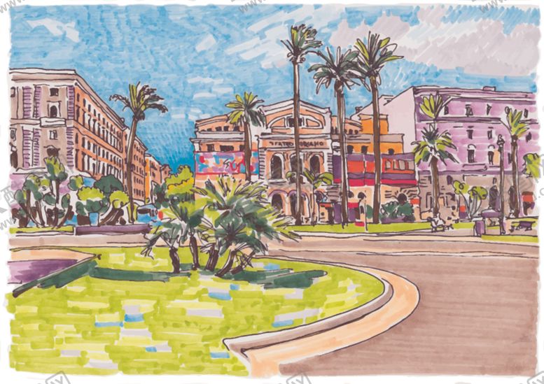 编号：85901209262153438699【酷图网】源文件下载-手绘的街道