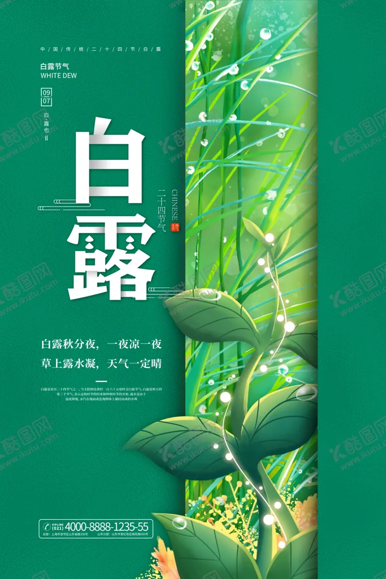 编号：47729004101635427995【酷图网】源文件下载-白露节气植物清新海报