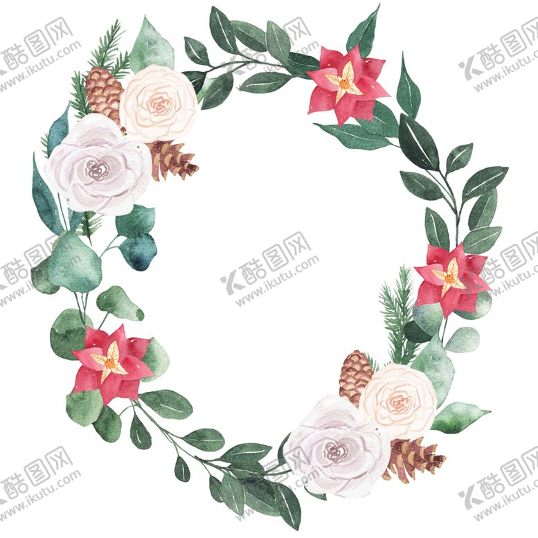 编号：66006510280309199875【酷图网】源文件下载-小清新水彩花圈图案