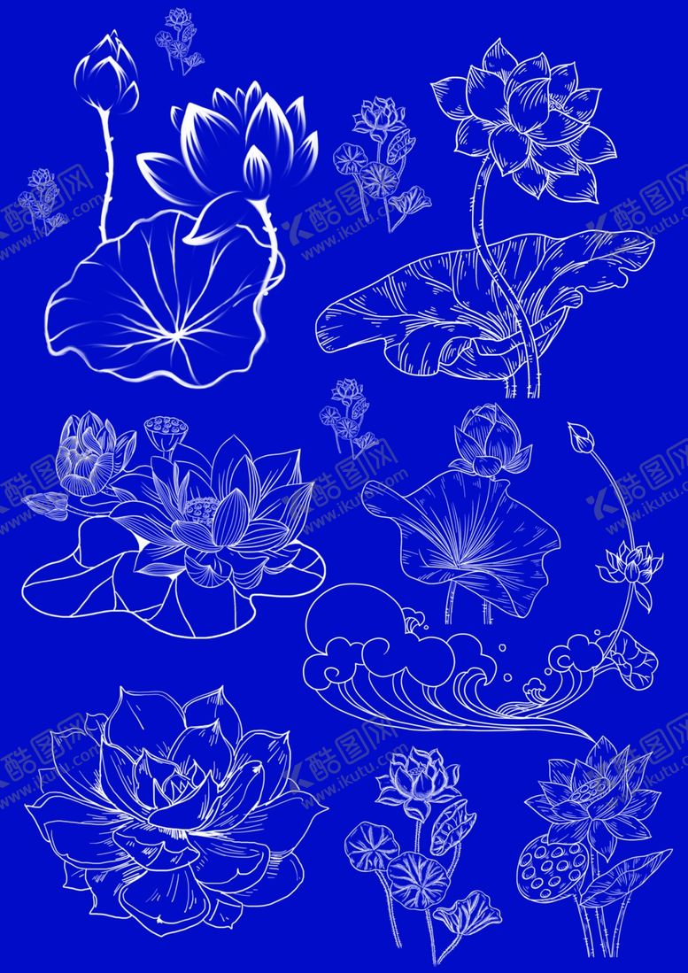 编号：35824911021302293236【酷图网】源文件下载-荷花线稿图