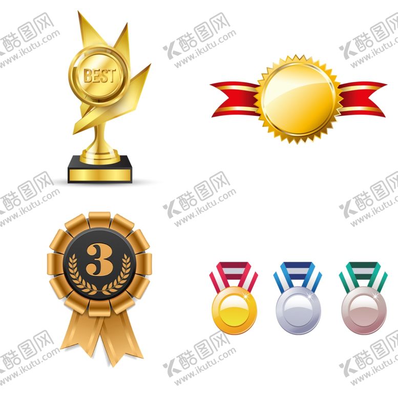 编号：49547001300456324745【酷图网】源文件下载-奖杯奖牌