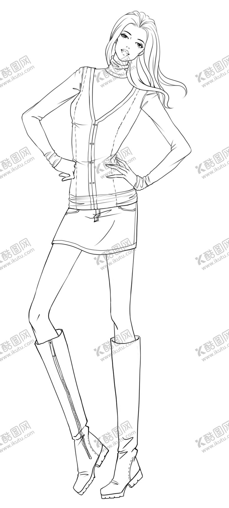 编号：48614109141437499347【酷图网】源文件下载-合体上衣手绘