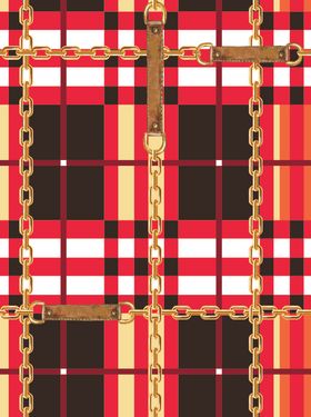 大牌链条格子数码印花