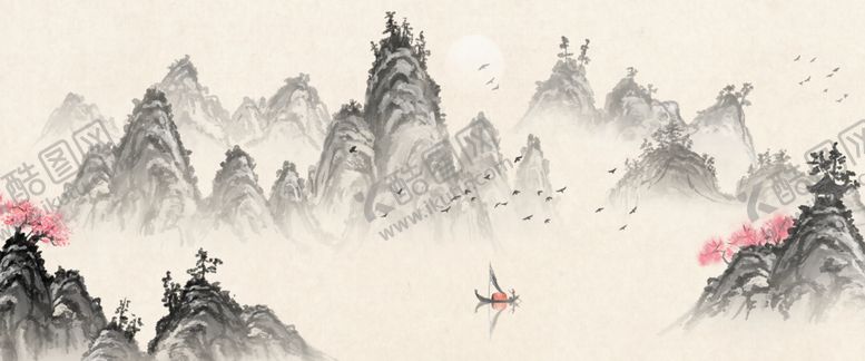编号：73676812112350024770【酷图网】源文件下载-禅意山水画新中式山水