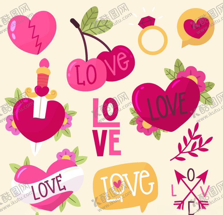 编号：71839309230434487444【酷图网】源文件下载-浪漫情人节元素