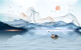 抽象大气山水画