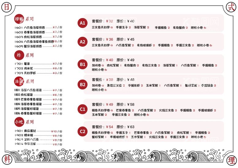 编号：73297911301440454974【酷图网】源文件下载-寿司菜单