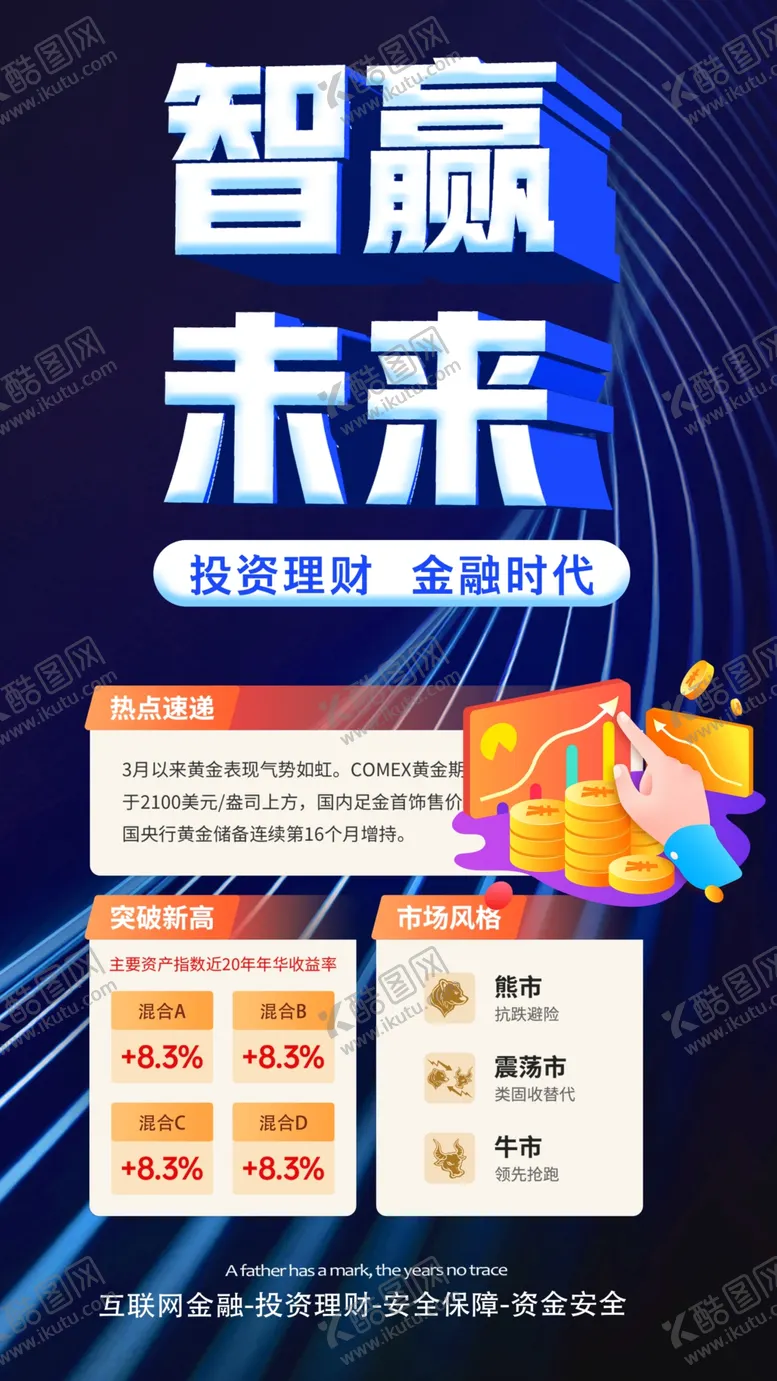 编号：13001102080324231311【酷图网】源文件下载-蓝色大气智赢未来投资理财海报