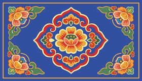 传统中式花卉图案装饰画
