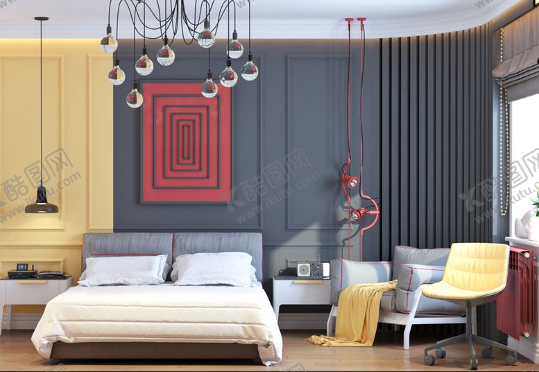 编号：27145409232016372639【酷图网】源文件下载-卧室客厅厨房书房效果图