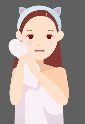 美女洗脸护肤美容步骤矢量