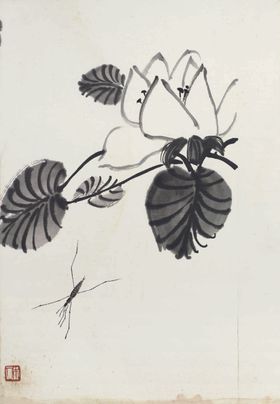 齐白石国画中堂山头水墨山水