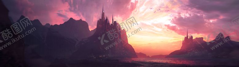 编号：62893007060318377993【酷图网】源文件下载-城市动漫插画城堡背景