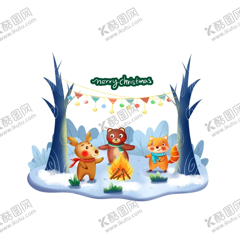 编号：70528109230129574860【酷图网】源文件下载-圣诞节动物聚会元素
