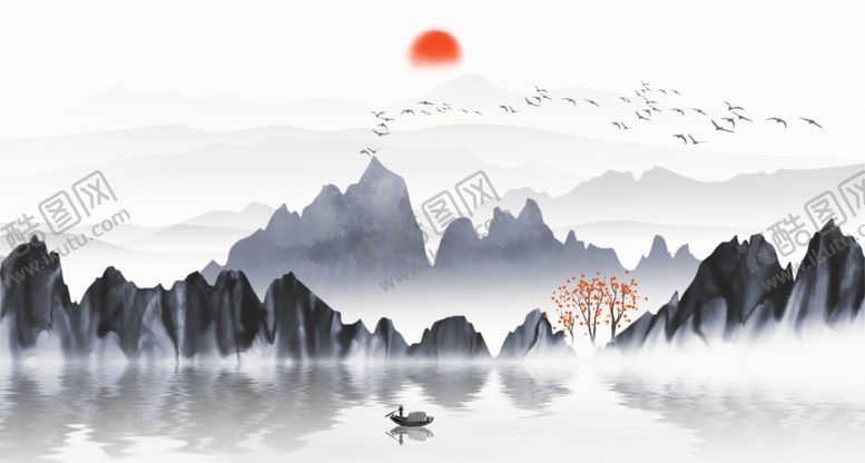 编号：47739407141000429248【酷图网】源文件下载-山水山脉大气古风复古背景素材
