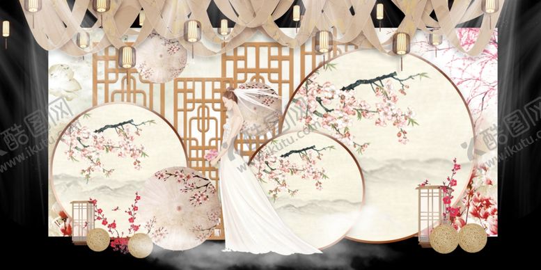 编号：51067405110533235147【酷图网】源文件下载-中式婚礼舞台效果图