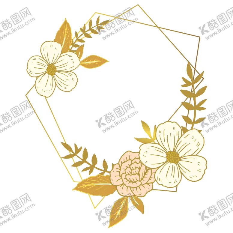 编号：63854401220707148581【酷图网】源文件下载-金色边框植物花环