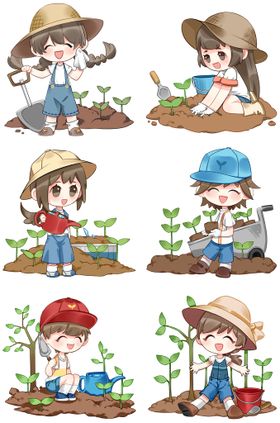 植树节人物插画合集