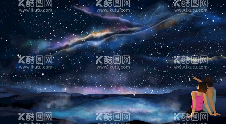 编号：29148611151454244074【酷图网】源文件下载-手绘梦幻小清新星空插画