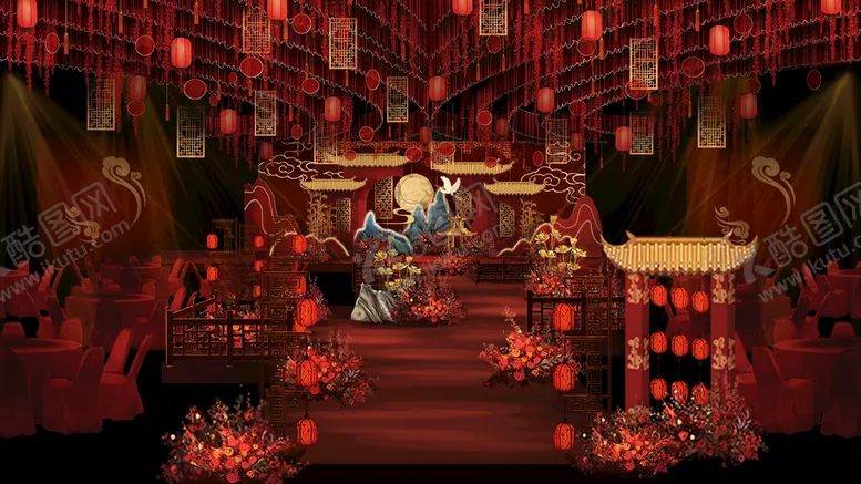 编号：15428909140628332534【酷图网】源文件下载-中式婚礼舞台背景