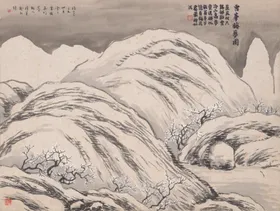 齐白石国画装饰工笔山水墙水纹