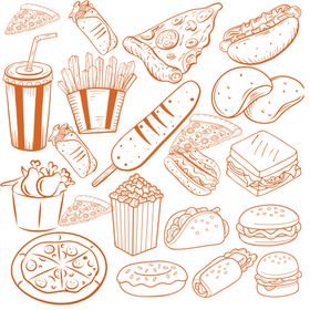 手绘快餐食品集合
