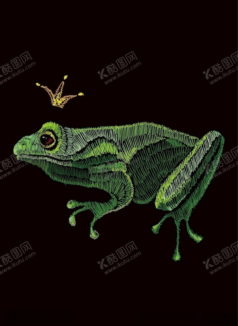 编号：83768310021505488777【酷图网】源文件下载-绣花图案青蛙皇冠