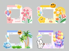 卡通幼儿园打卡美陈拍照框