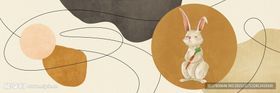 可爱兔子与几何元素插画