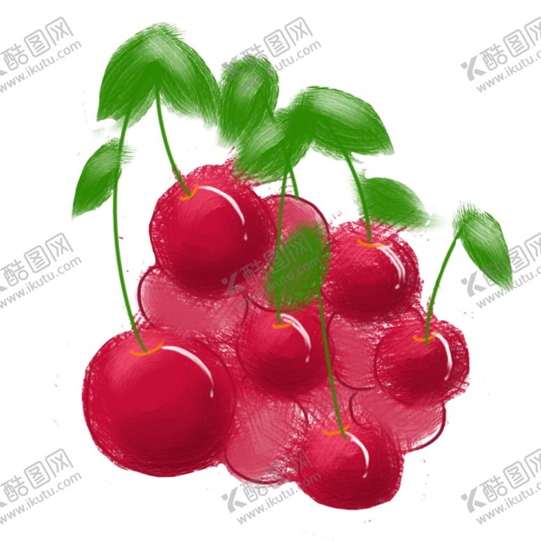 编号：95963605040559008856【酷图网】源文件下载-夏季水果樱桃手绘插画素材