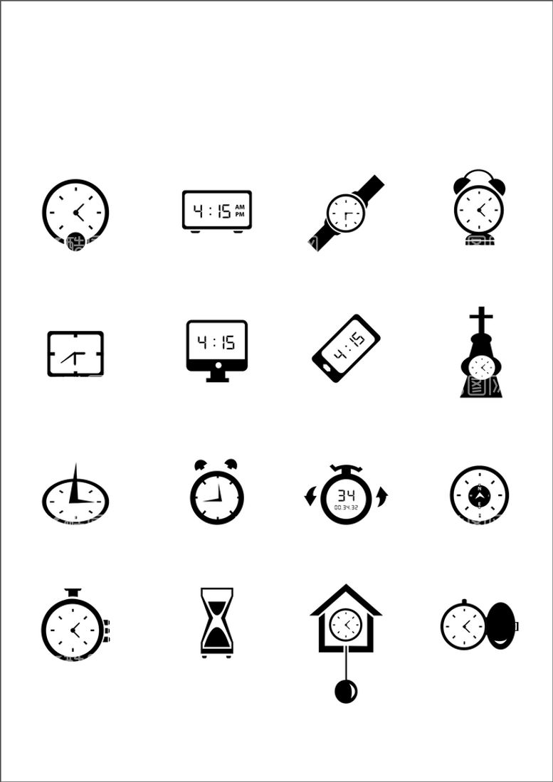 编号：44543811021457443807【酷图网】源文件下载-时钟矢量图标