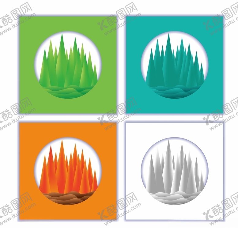 编号：87174109160729512537【酷图网】源文件下载-春夏秋冬季节树林插画