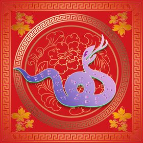 喜庆窗贴蛇过年火爆海报