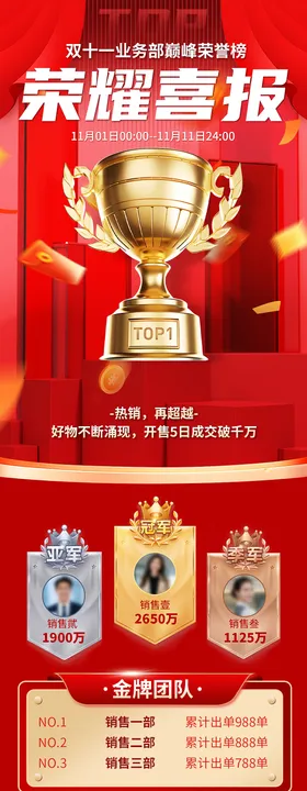 双十一喜报长图