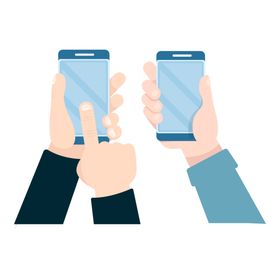 创意2个玩手机的手臂矢量图