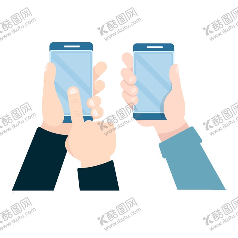 编号：59422905140307247247【酷图网】源文件下载-创意2个玩手机的手臂矢量图