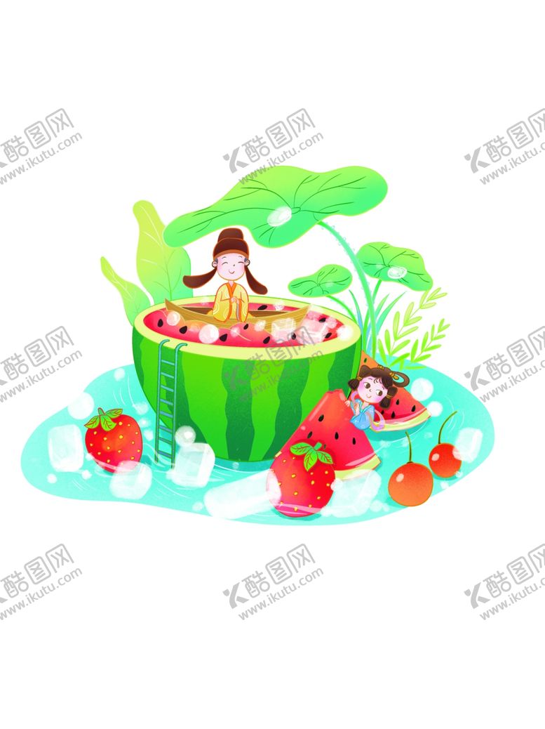 编号：72680712152241369740【酷图网】源文件下载-原创手绘大暑节气民俗设计元素