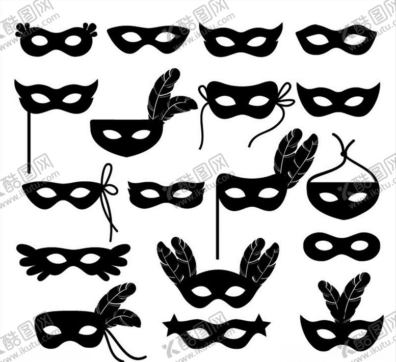 编号：39058710030925109214【酷图网】源文件下载-面具剪影设计矢量素材